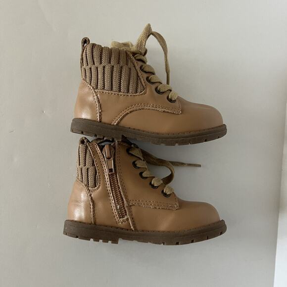 Consciously Baby Leather Knit Combat Boots - Picture 5 of 11